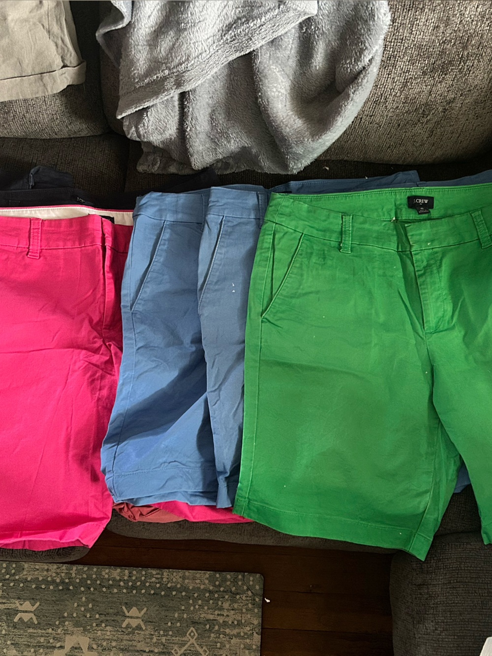 8 pairs of J. Crew size 8 Chino Bermuda Shorts Navy, Green, Light Blue, & Pink